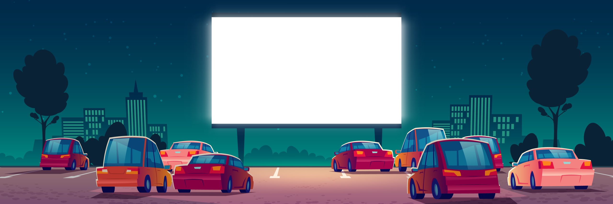 auto's staan in een drive in bioscoop